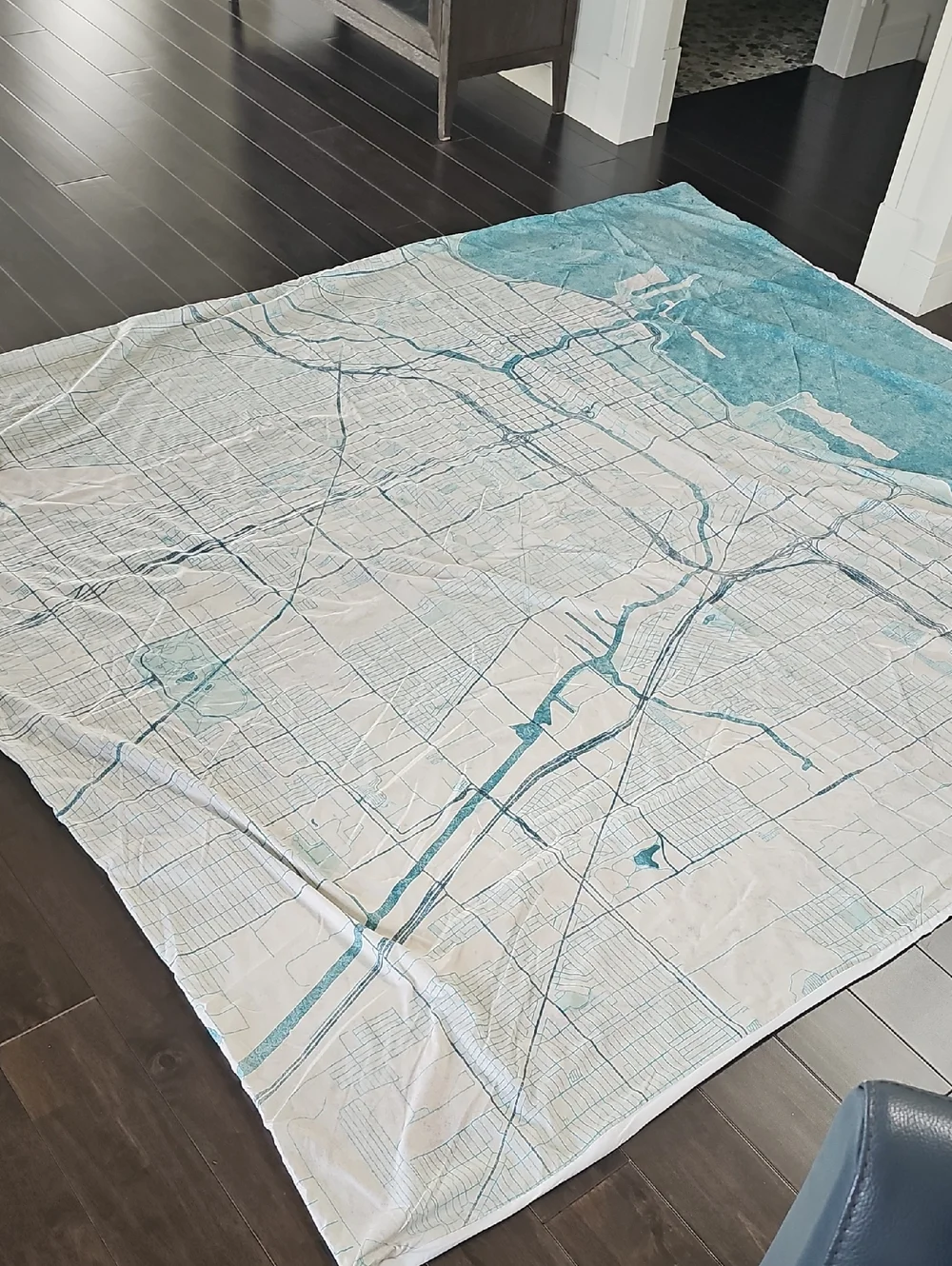 Light Blue Chicago Map King Duvet Cover (Zipper)